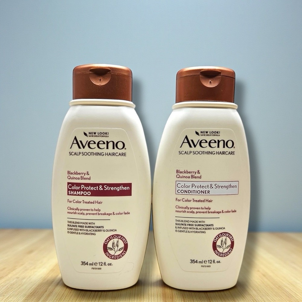 2 Pack Aveeno Shampoo & Conditioner Color Protect For Color‎ Treated Hair 12oz